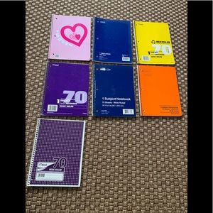 NWT Variety 6 NoteBooks Lot Wide Ruled One Subject 70 Sheets Each